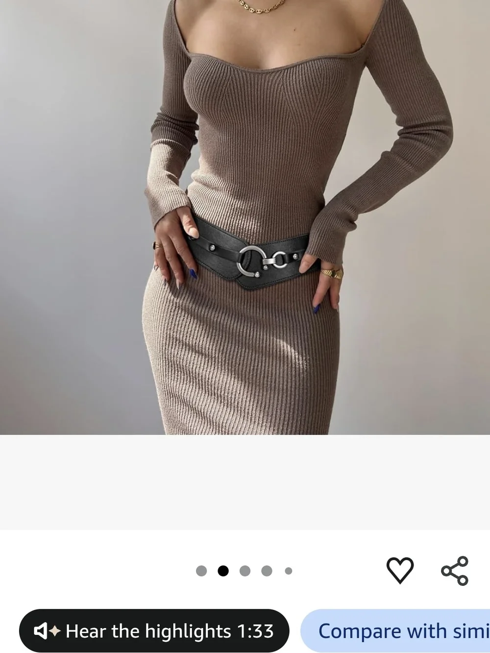 +Stretch Black Waist Belt with Silver Ring Accent